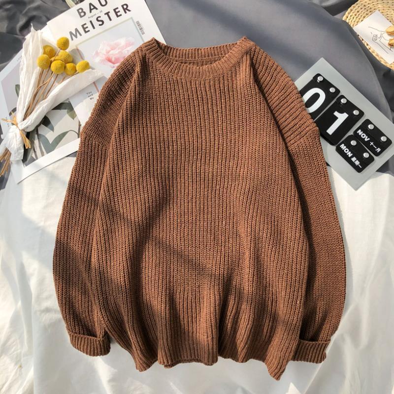 Men's Solid Color Round Neck Sweater Knit Bottoming Shirt