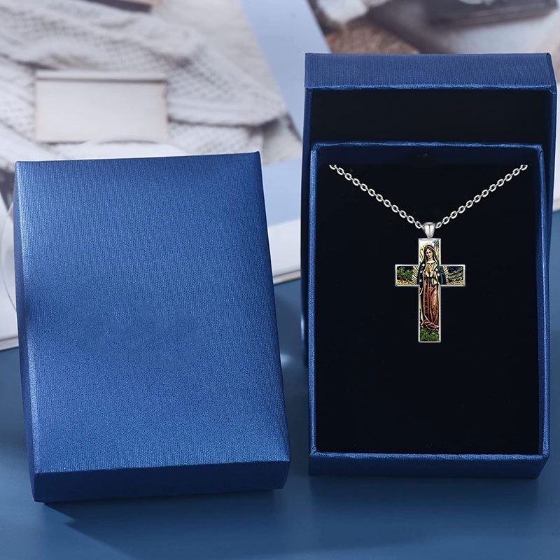 Kreatives Kreuz gemaltes Bild personalisierte trendige Halskette für Damen