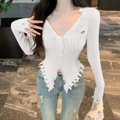 Top tipo cárdigan elegante y adelgazante de corte entallado