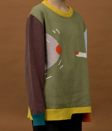 Suéter de otoño e invierno para mujer, tejido de punto de algodón completo, bordado, conjunto de cien sueltos, abrigo de manga larga