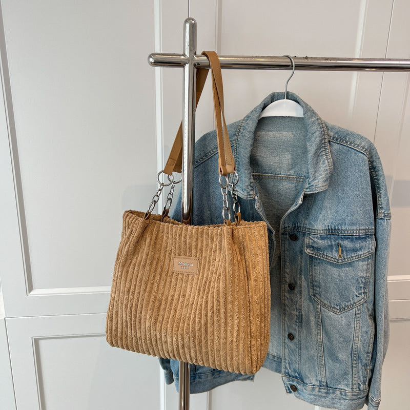 Casual Corduroy Shoulder Bag