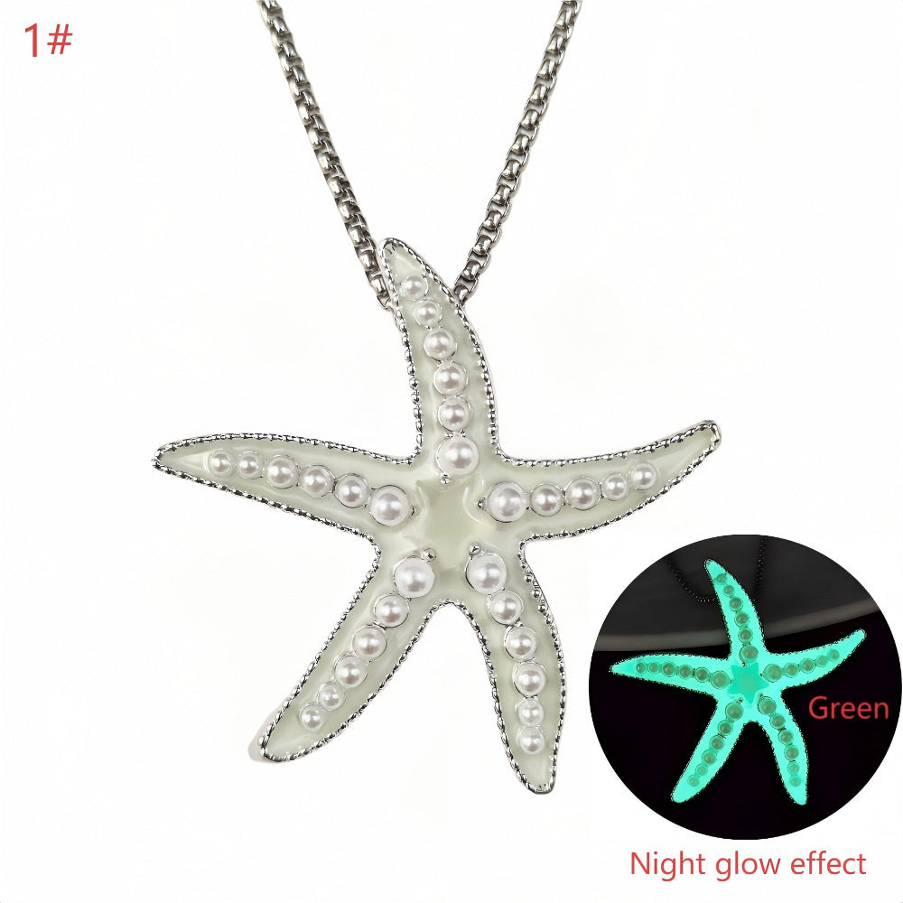 Metal Luminous Starfish Necklace Ocean Elf Beach Party