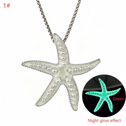 Collar de estrella de mar luminoso de metal con diseño de elfo del océano para fiesta en la playa