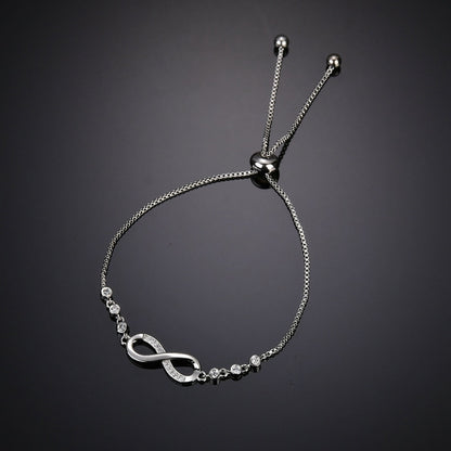 Pulsera de cristal de lujo de color plateado con dijes infinitos ajustables para mujer, joyería de moda.