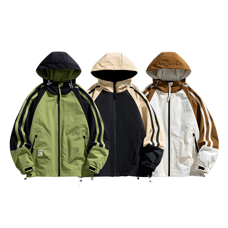 Men's Fashion Colorblock Hooded Jacket