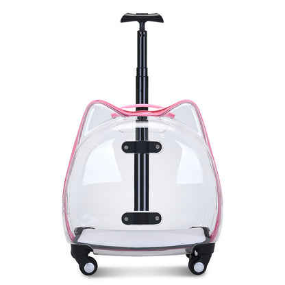 Maleta con ruedas para gatos, portátil, con caja de burbujas, cápsula espacial transparente