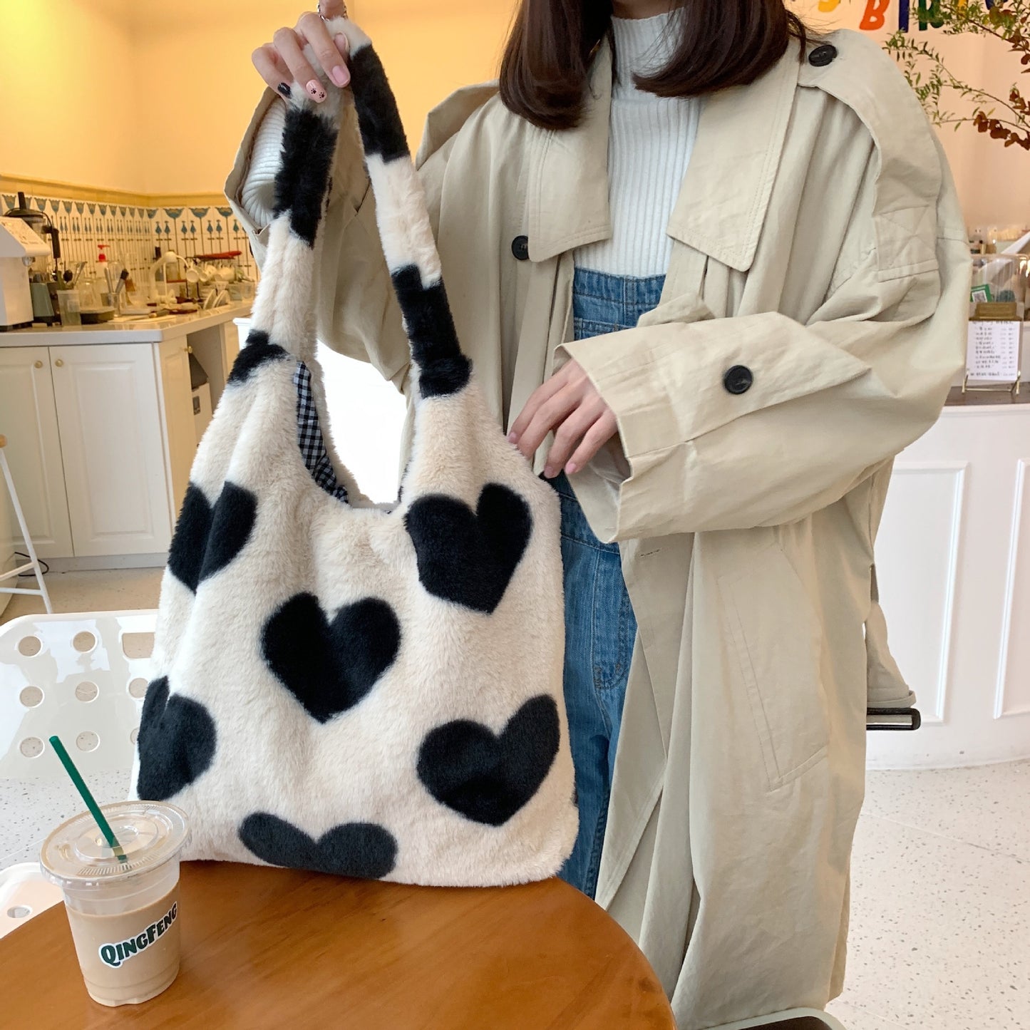 Plush Loving Heart Shoulder Bag