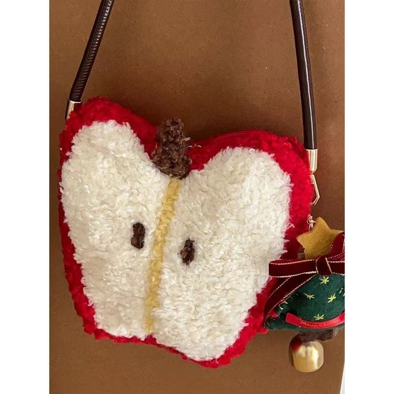 Apple Plush Crossbody Shoulder Bag