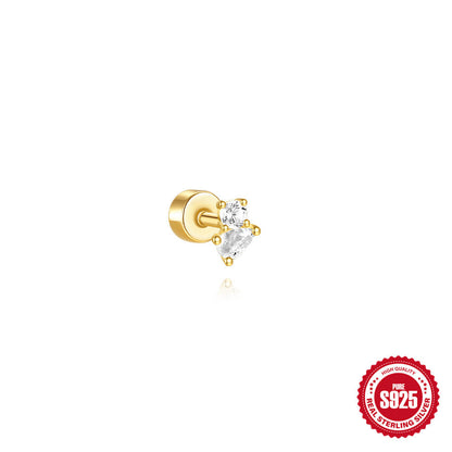 S925 Sterling Silber Flache Säule Gewinde Piercing Ohr Knochen Stud