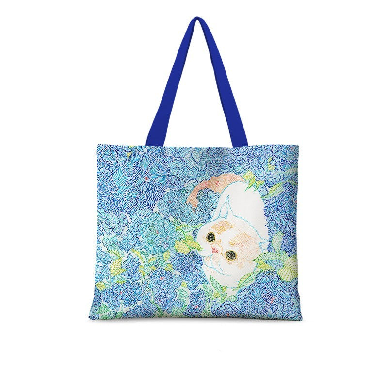 Cat Illustration Canvas Bag