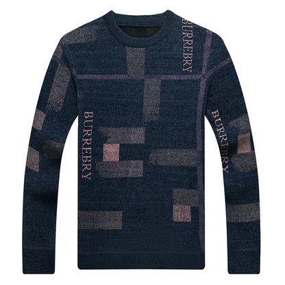 Suéter de chenilla tejido para hombre, nuevo estilo, cuello redondo, felpa