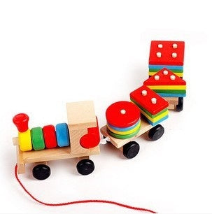 Tren de madera con tractor de tres secciones, juguete de inteligencia para niños, rompecabezas, juguetes educativos