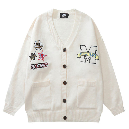 Embroidered V-neck Cardigan Sweater Autumn And Winter