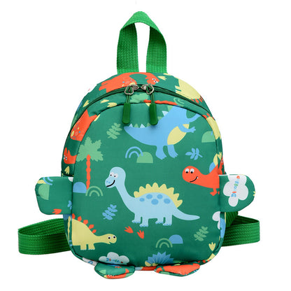 Bonita mochila infantil con diseño de dinosaurio de dibujos animados.