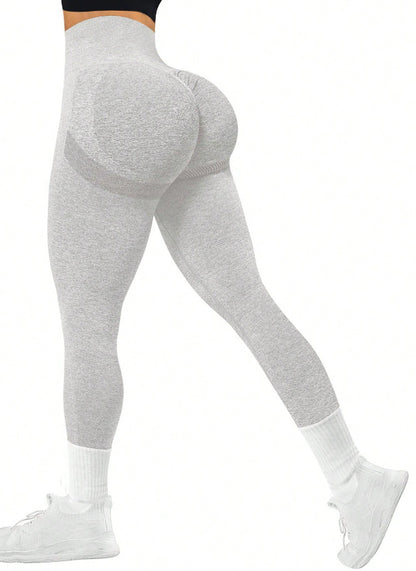 Pantalones de yoga sin costuras con efecto tie-dye color melocotón para mujer, cintura alta, para entrenamiento