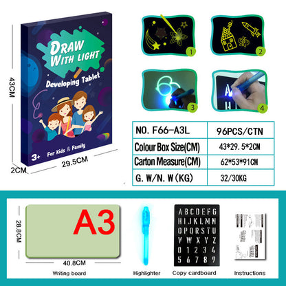 Pädagogisches Spielzeug Zeichenblock 3D Magie 8 Lichteffekte Puzzle Board Skizzenblock