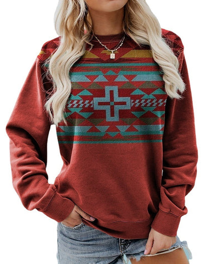 Sudadera con capucha y estampado de manga larga para mujer