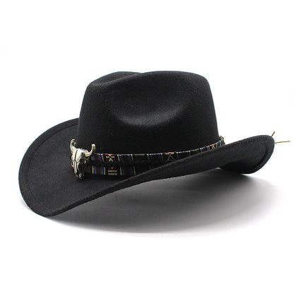 Sombrero de vaquero occidental de lana de jazz para hombre y mujer, estilo nacional