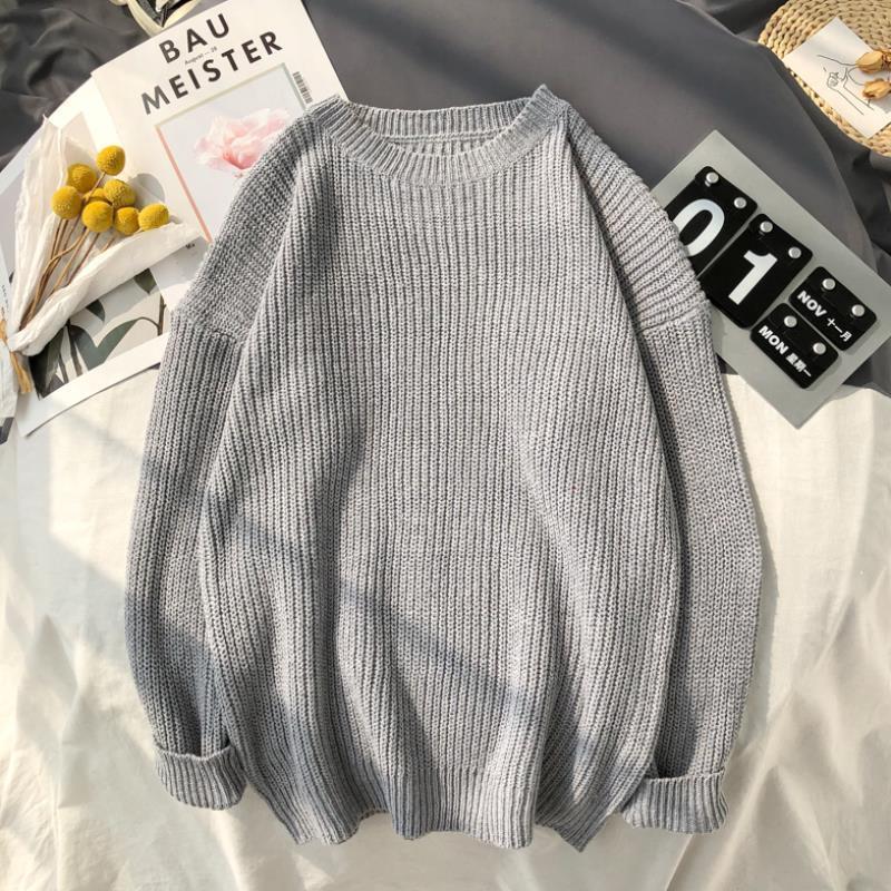 Men's Solid Color Round Neck Sweater Knit Bottoming Shirt