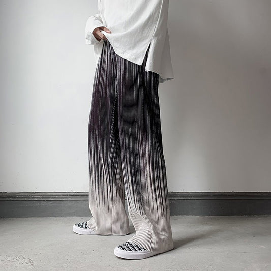 Men Loose Drape Gradient Striped Pants - BAGMODA