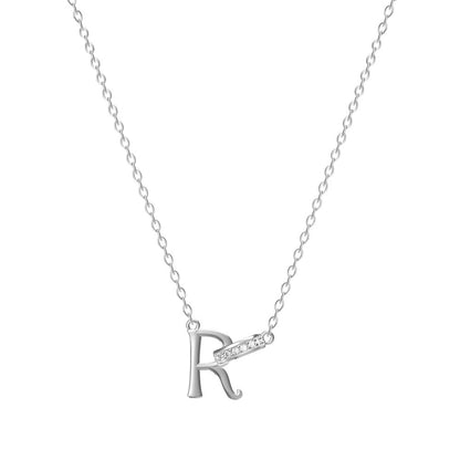 Damen-Halskette mit 26 Buchstaben und Diamanten aus Titanstahl, kein Verblassen der Schlüsselbeinkette