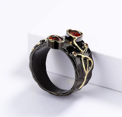 Anillo ovalado de tirador recto para mujer, moderno y retro.