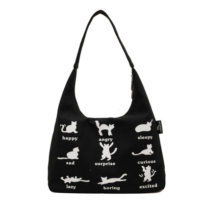 Canvas-Tasche mit Katzen-Print