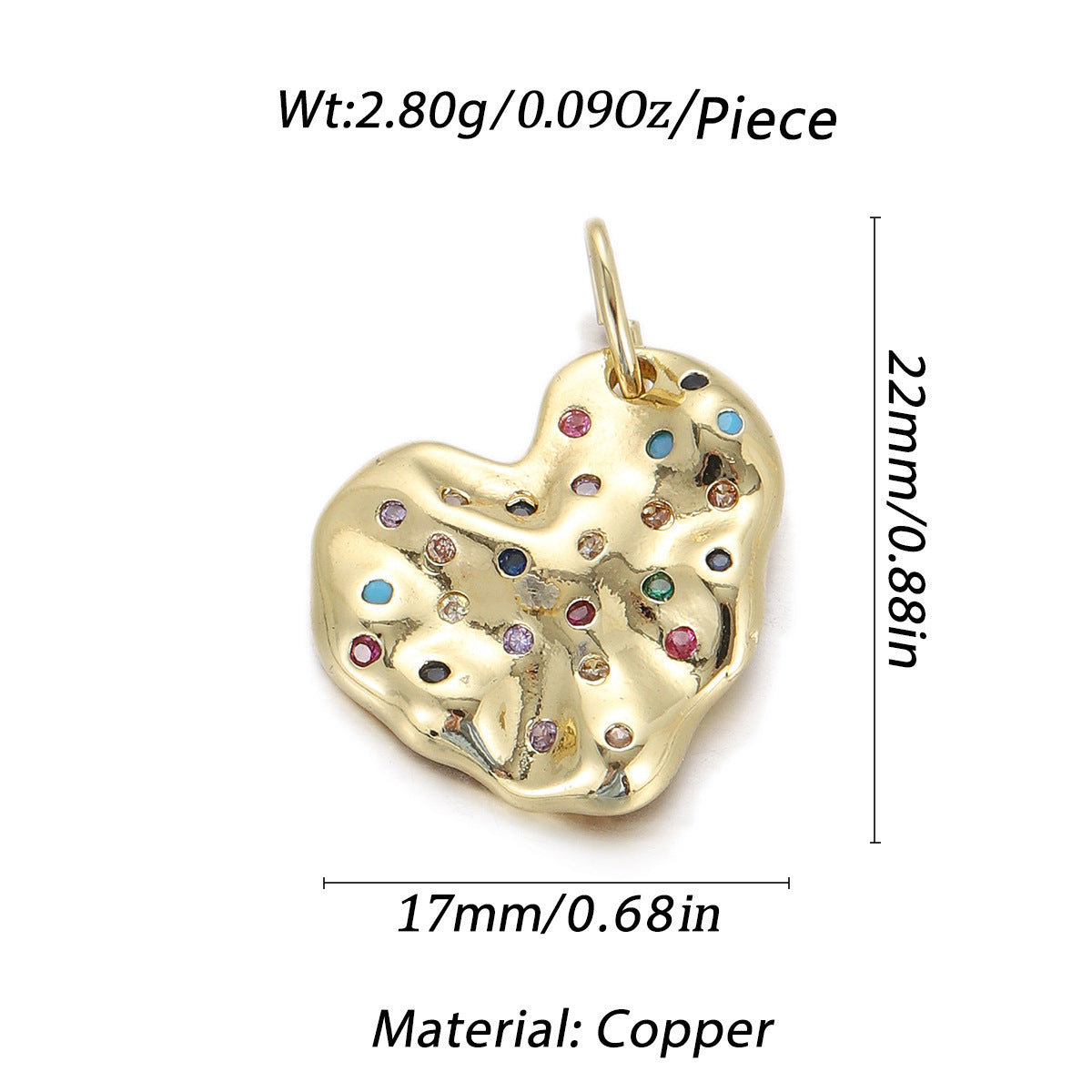 Oil Dripping Heart Donut Geometric Pendant Fashion Micro Inlay Ornament