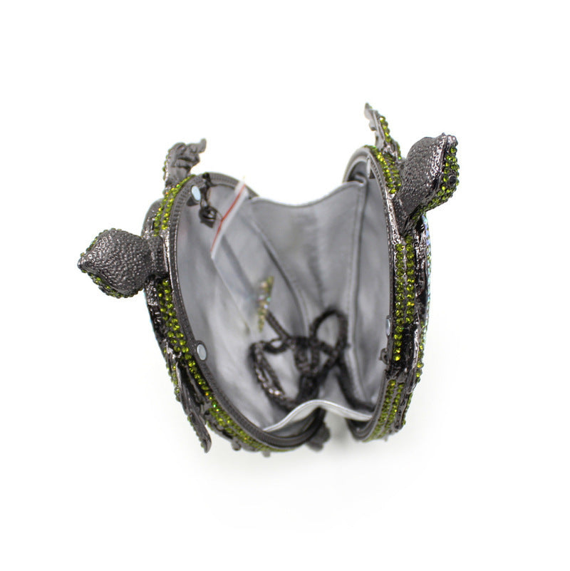 GlimmerShell Green Turtle Crystal Clutch