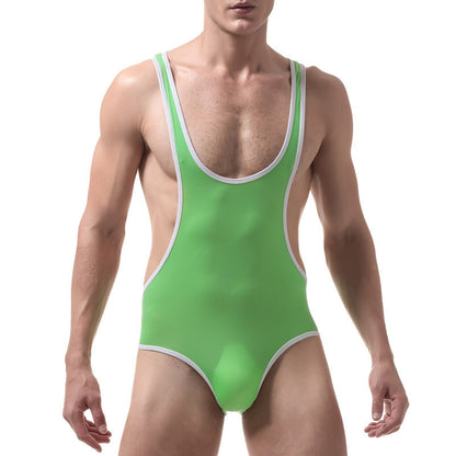 Men's Thin Ice Silk One Piece Shapewear Wrestling Suit
