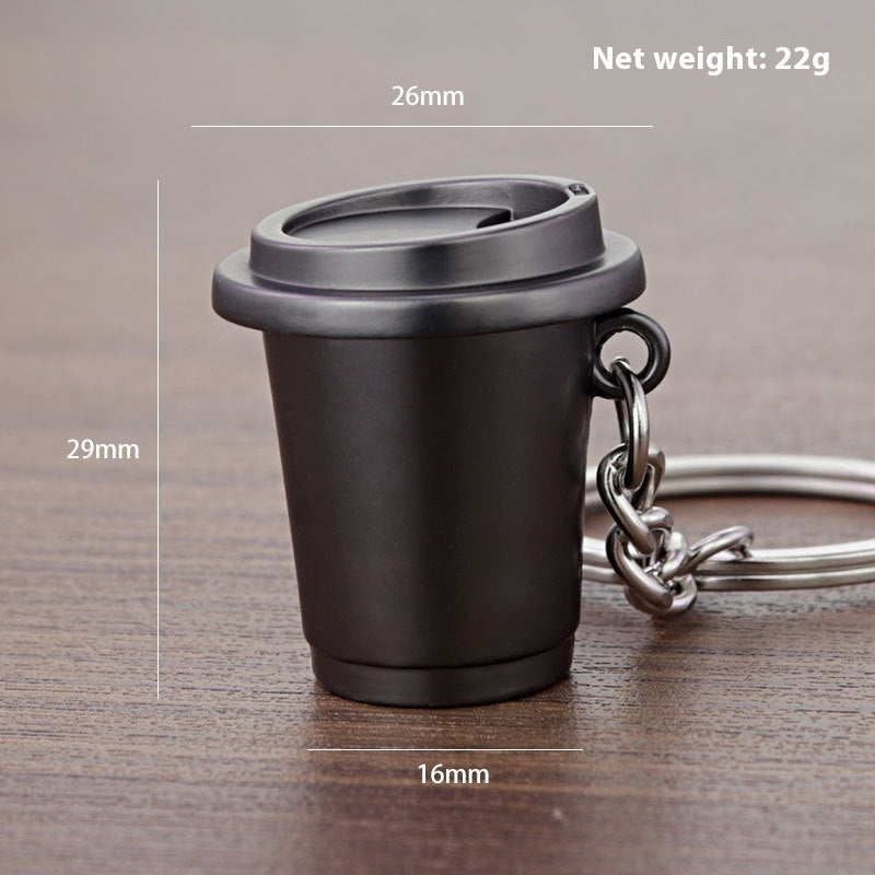 3D Coffee Keychain Metal Car Key Pendant