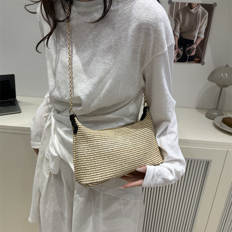 Vacation Style Straw Woven Beach Tote Bag