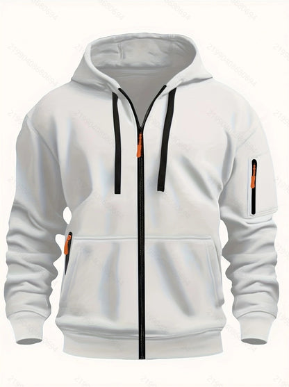 Sudadera con capucha y cremallera para hombre, estilo deportivo, informal, tipo cárdigan