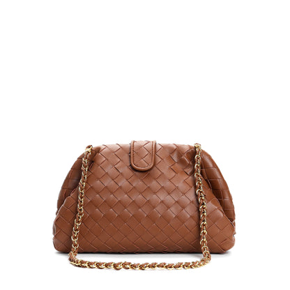 Bolso de hombro tejido de cuero genuino