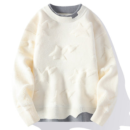 Suéter de cuello redondo de otoño e invierno, prendas de punto para hombre, tallas grandes