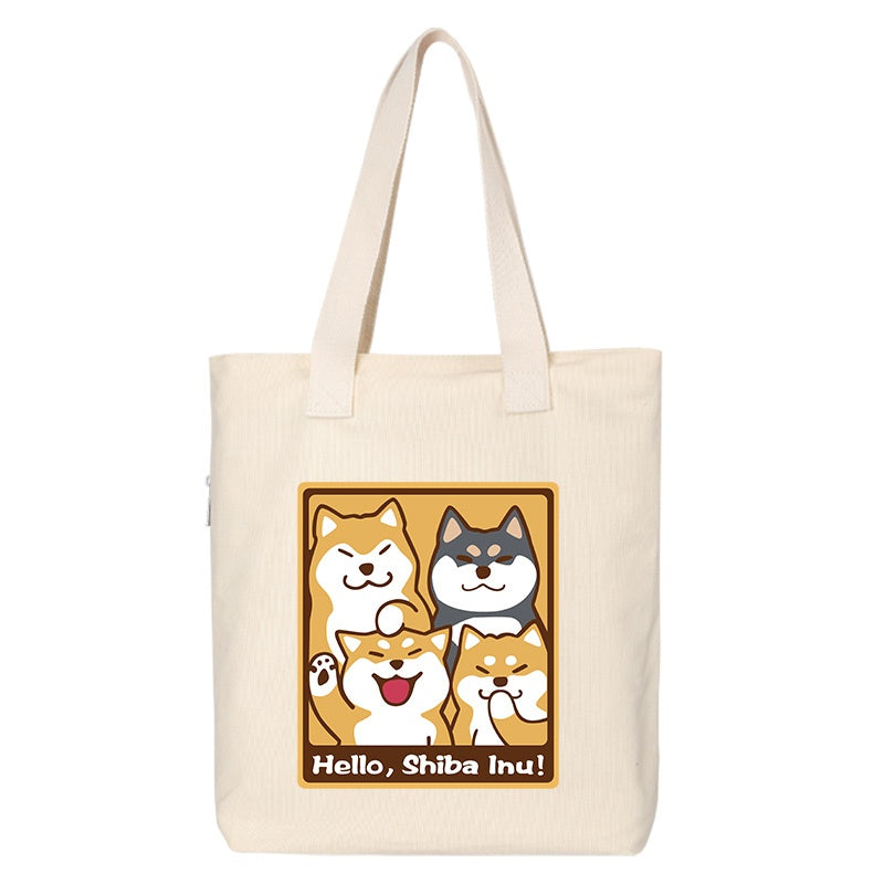 Shiba Inu Male And Female Shoulder Bag Canvas Large Capacity