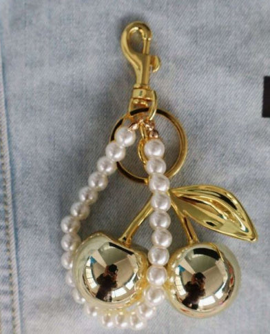 Creative Pearl Resin Cherry Keychain