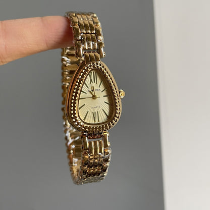 Reloj de mujer exquisito con correa de acero dorado de alta calidad
