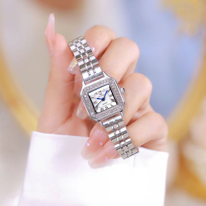 Reloj de acero inoxidable para mujer, de lujo y asequible.