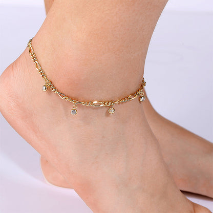 Tobillera de circonitas para mujer bañada en oro y cobre