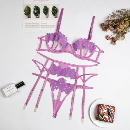 Tanga sexy con bordado de flores, lencería sexy