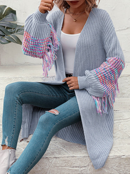 Suéter de punto con borlas informal de moda para mujer