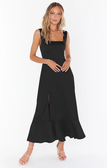 Temperamentvolles Hosenträger-Split-Kleid mit Schnürdesign, modische Sommer-Strandkleider mit Rüschen für Damen