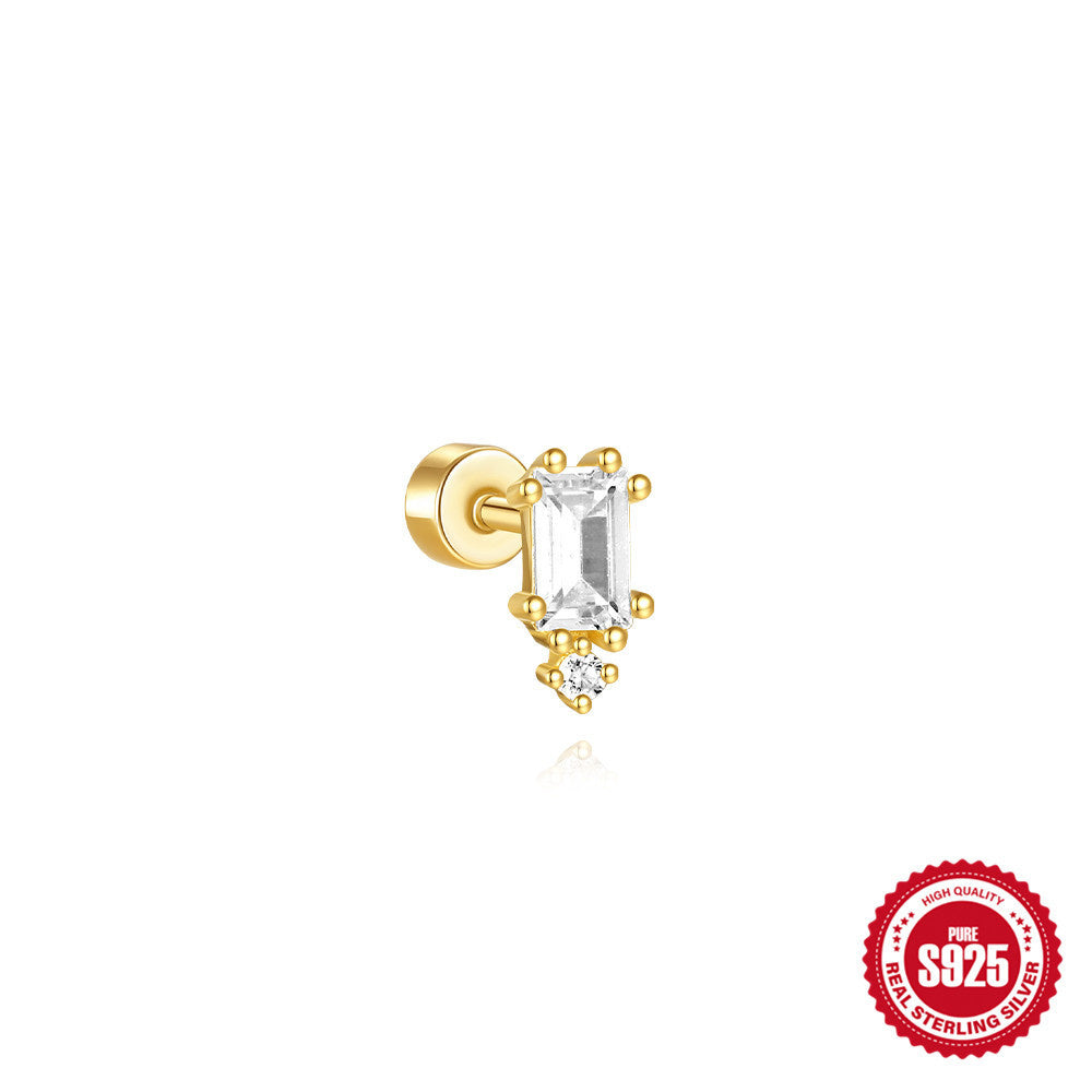 S925 Sterling Silver Flat Column Thread Piercing Ear Bone Stud