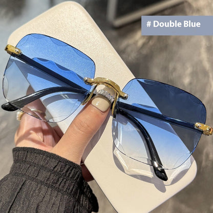 Rahmenlose Trimming Internet-berühmte Sonnenbrille Frauen