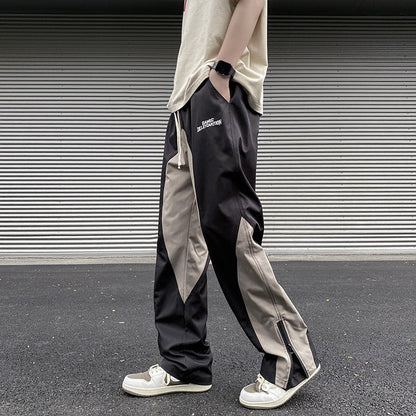 Stitching Embroidery Casual Mopping Trend Men Straight - leg Pants - BAGMODA