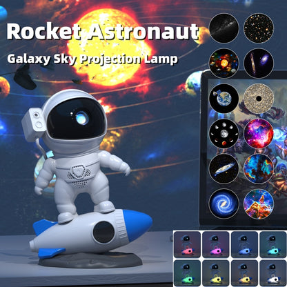 Lámpara de escritorio para proyector de cielo estrellado, astronauta, galaxia y cohete