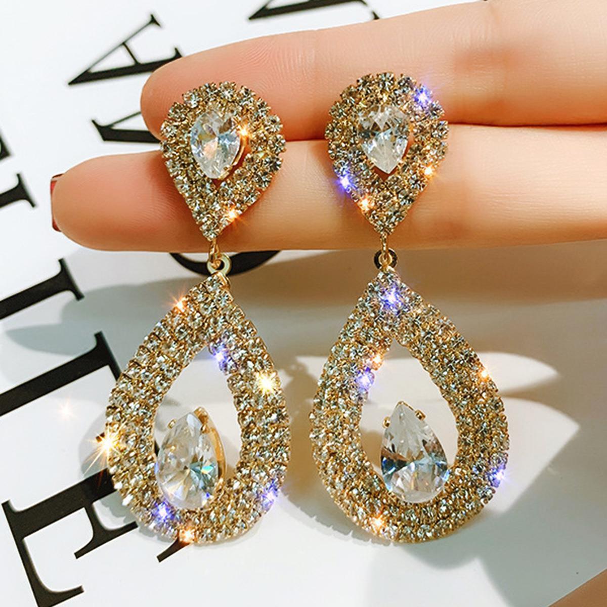 Rhinestone Earrings Love Butterfly Flower Tassel