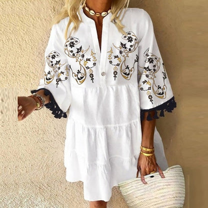 Vestido de verano elástico para mujer, vintage, bonito, elegante, floral.
