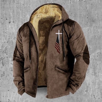 Chaqueta acolchada de algodón con cremallera y capucha de estilo europeo y americano en 3D